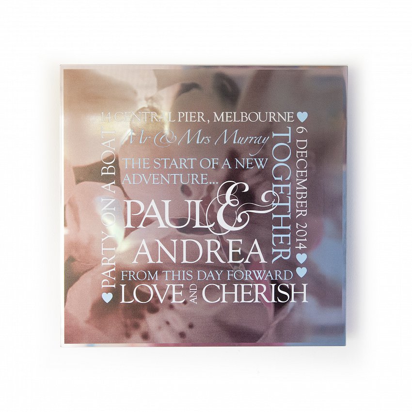 Wedding Word Art printed on stainless steel